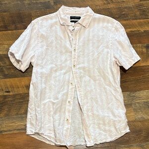 Banana Republic Men's Pink Striped Short Sleeve Linen Shirt